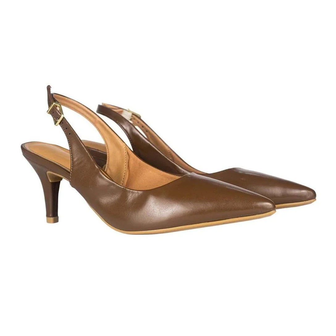 Sapato Scarpin Vizzano Slingback Salto Médio – Marrom - Imagem 2