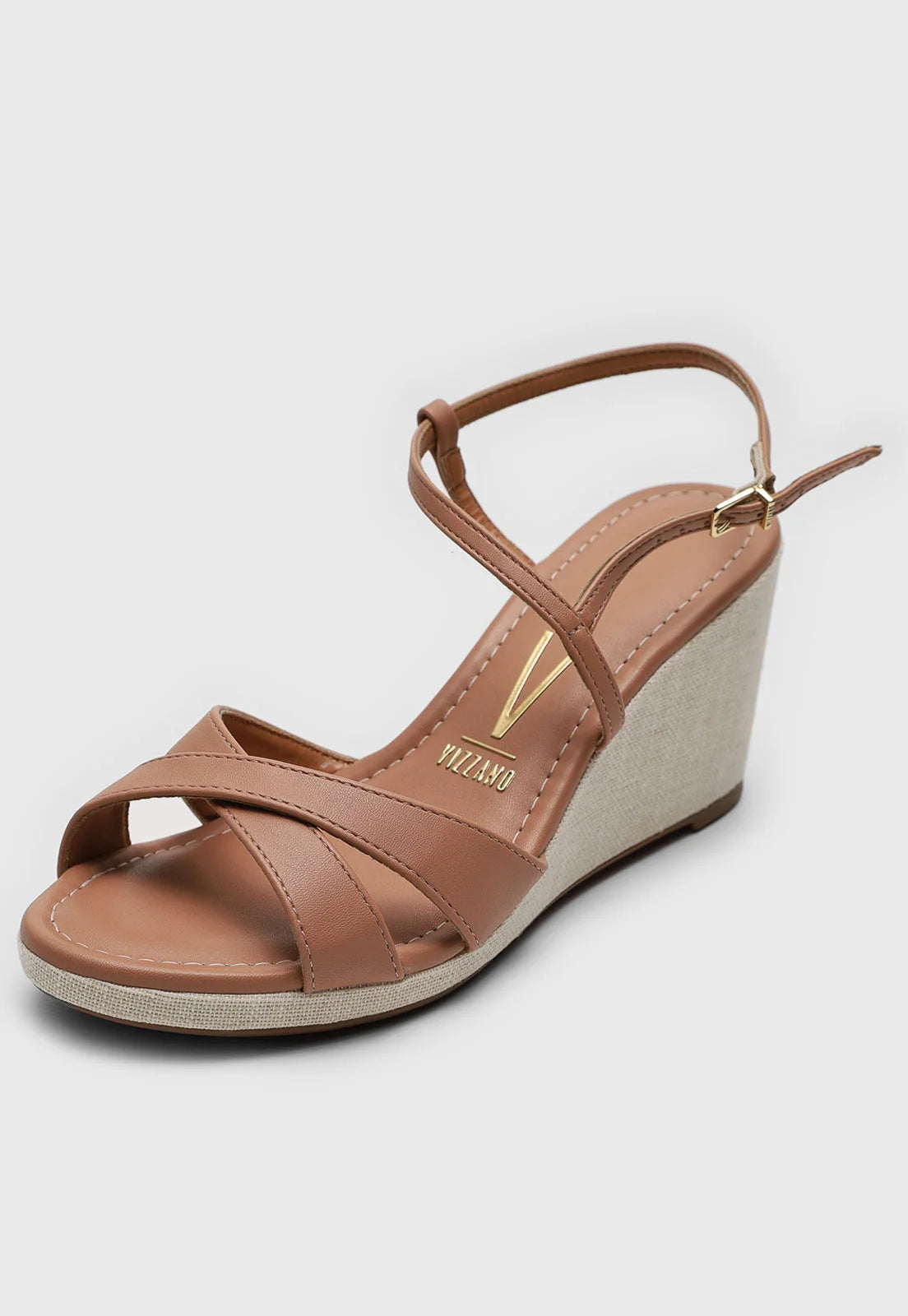 Sandália Anabela Vizzano Tira Transpassada Nude - Imagem 5