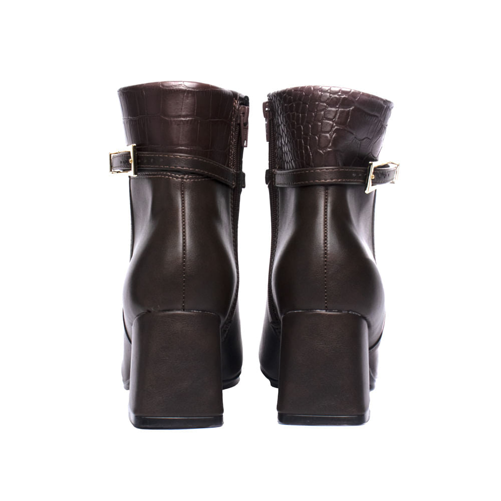 Bota Feminina Vizzano Cano Curto Napa Croco Marrom - Imagem 3