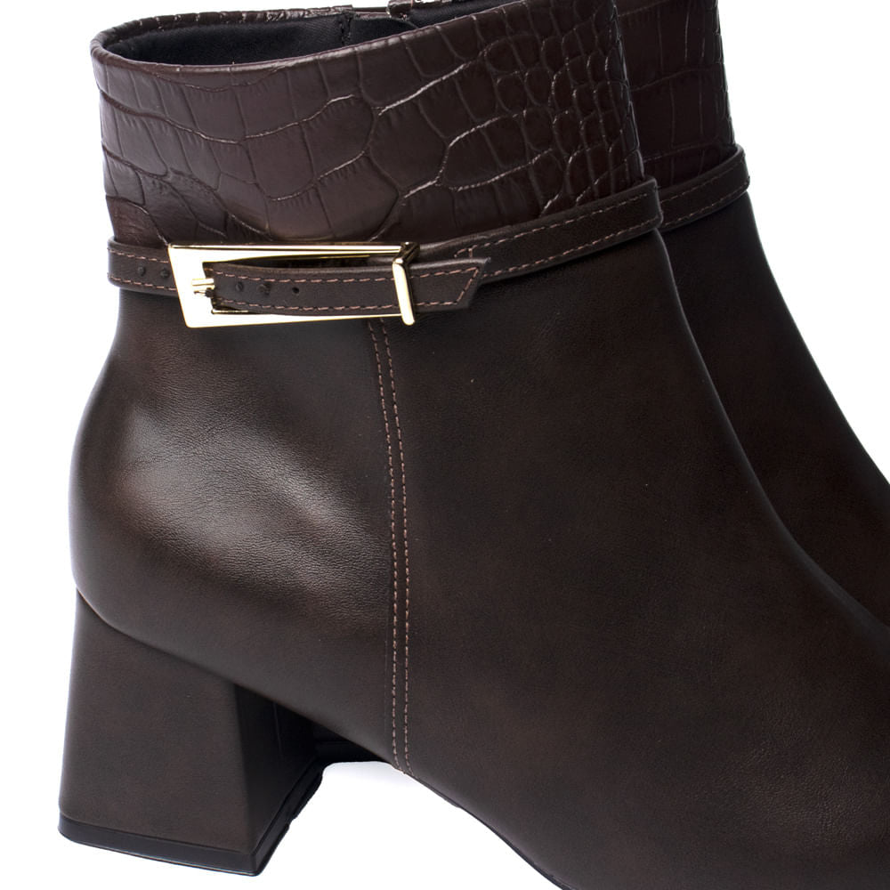 Bota Feminina Vizzano Cano Curto Napa Croco Marrom - Imagem 2