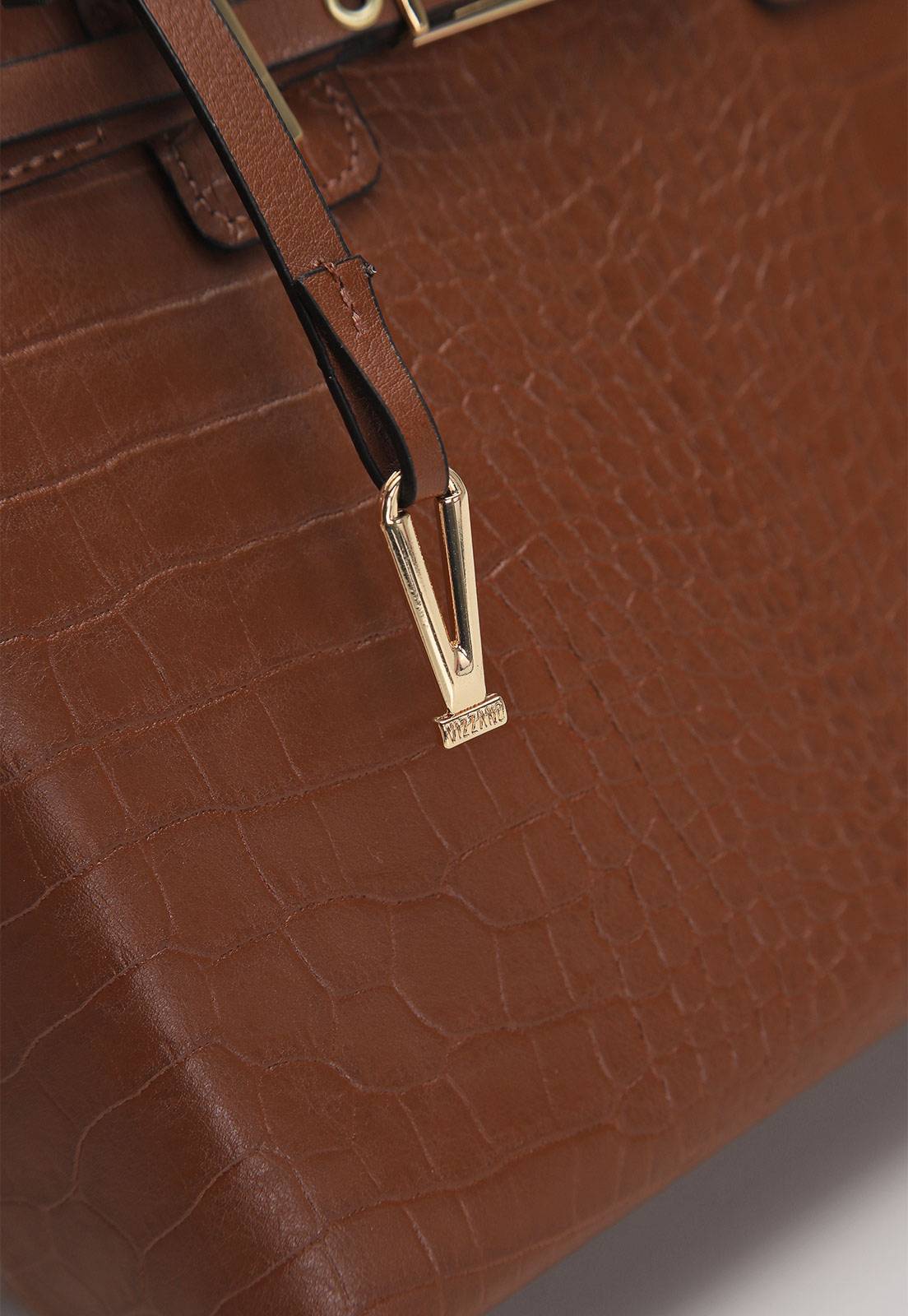 Bolsa Tiracolo Vizzano Croco Alça Dupla Marrom - Imagem 5