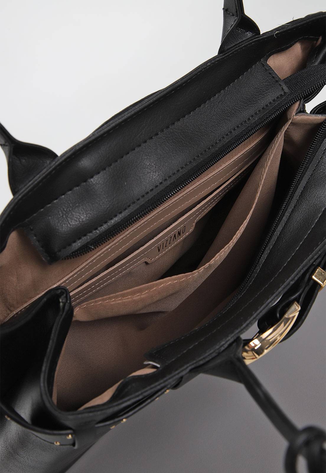 Bolsa Tiracolo Vizzano Tote Preta - Imagem 6