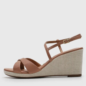 Sandália Anabela Vizzano Tira Transpassada Nude