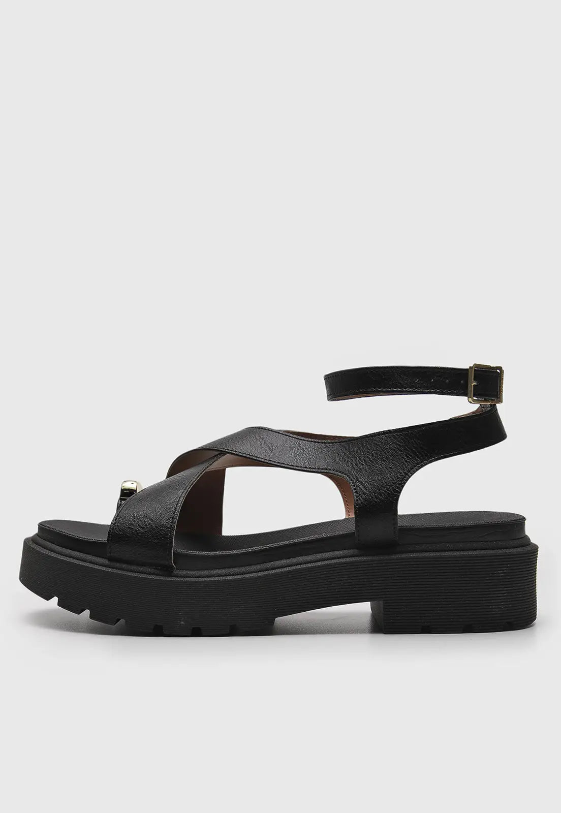 Sandália Tratorado Vizzano Aplicação Metalizada Preta