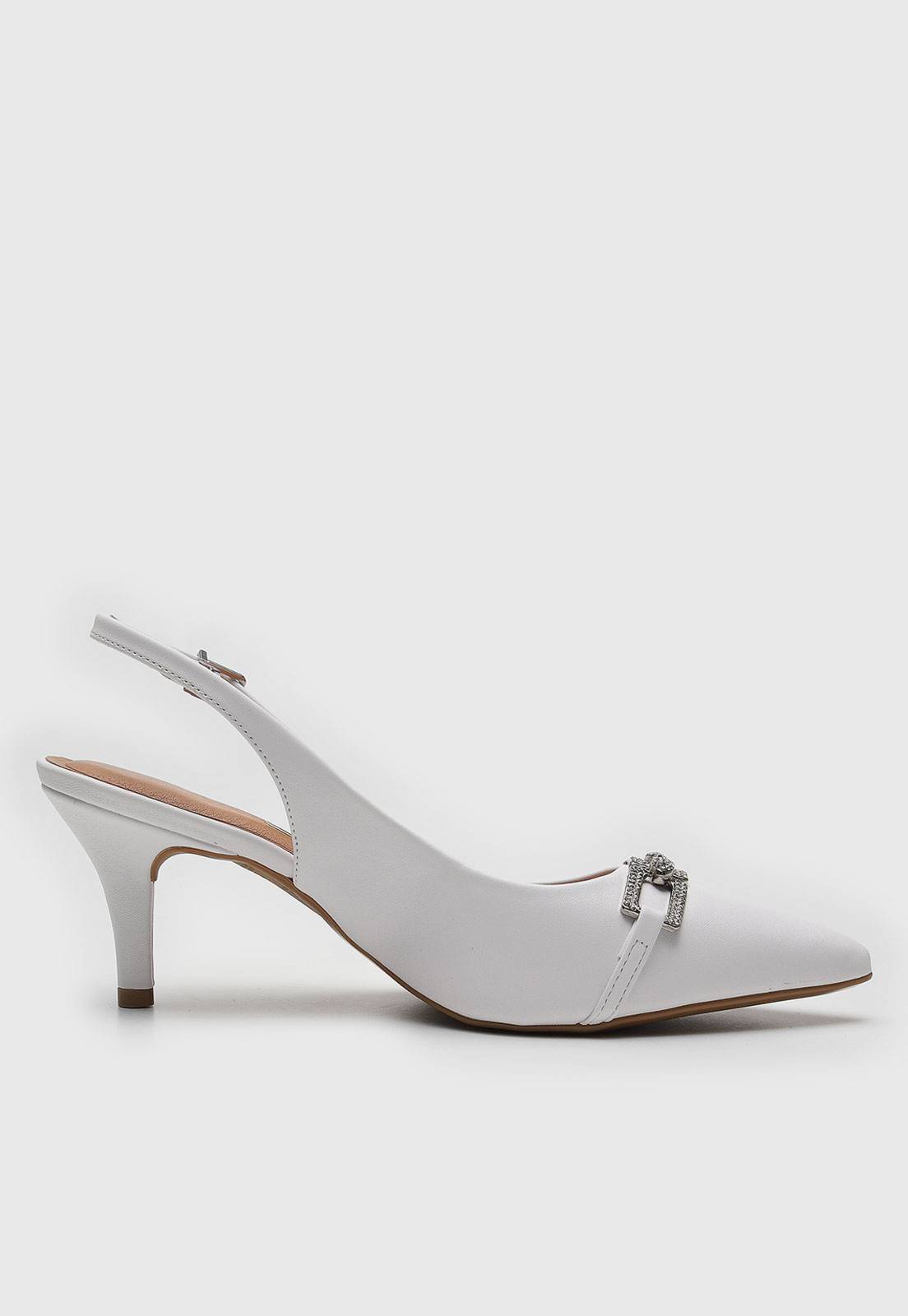 Scarpin Slingback Vizzano Aplicação Branca