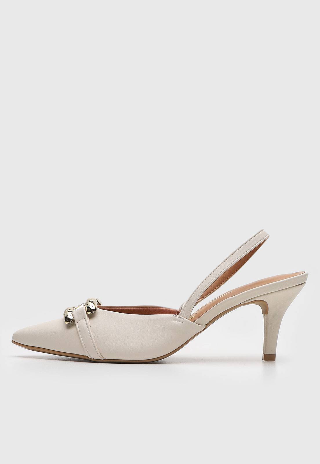 Scarpin Slingback Vizzano Fivela Off-White - Imagem 3