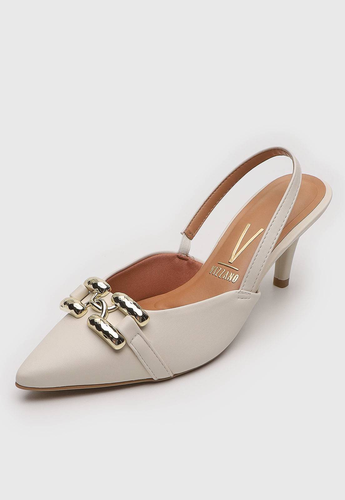Scarpin Slingback Vizzano Fivela Off-White
