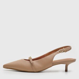 Scarpin Slingback Vizzano Recorte Bege