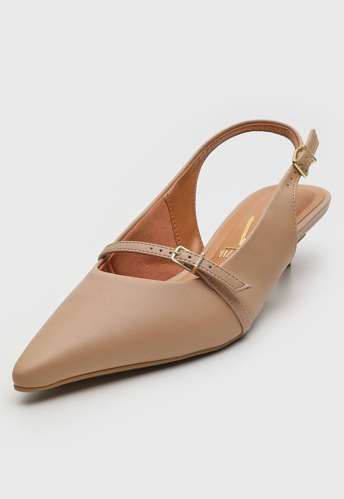 Scarpin Slingback Vizzano Recorte Bege - Imagem 3