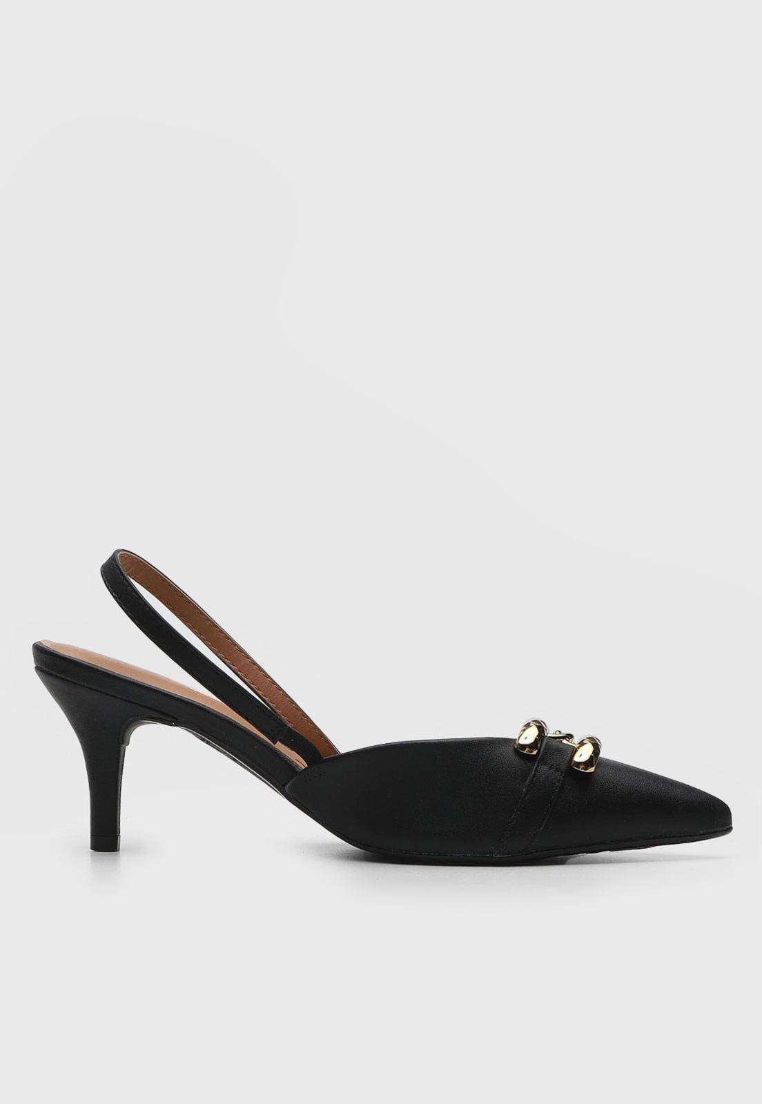 Scarpin Slingback Vizzano Salto Fino Preto - Imagem 3