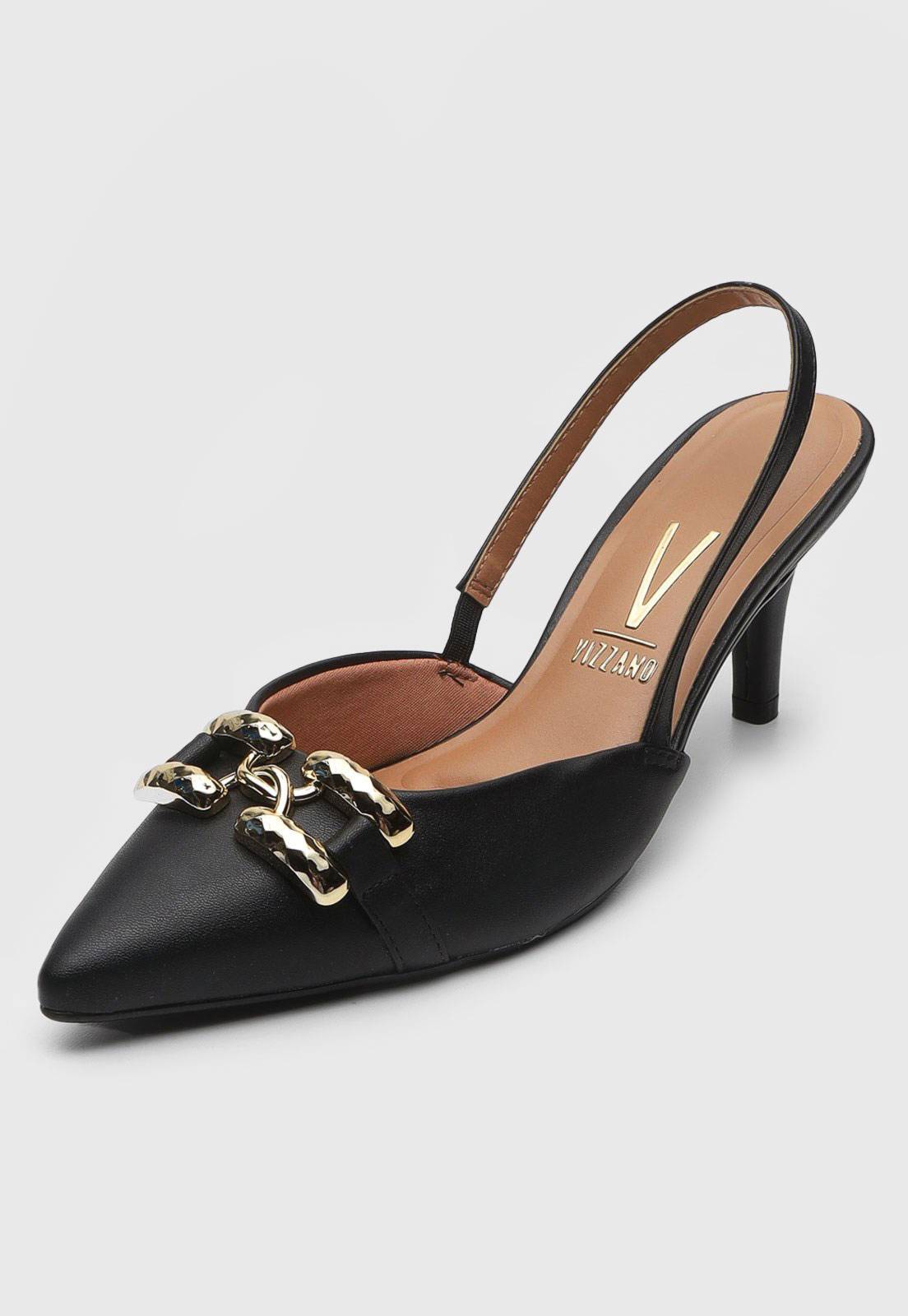 Scarpin Slingback Vizzano Salto Fino Preto